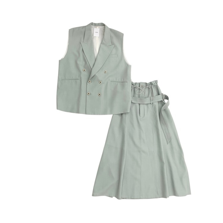 2024SS UJOH ウジョー 6BW OVER SIZE VEST/Cord Belt SKT ベスト＆ベルトスカート U751-V02-100/U751-S01-100