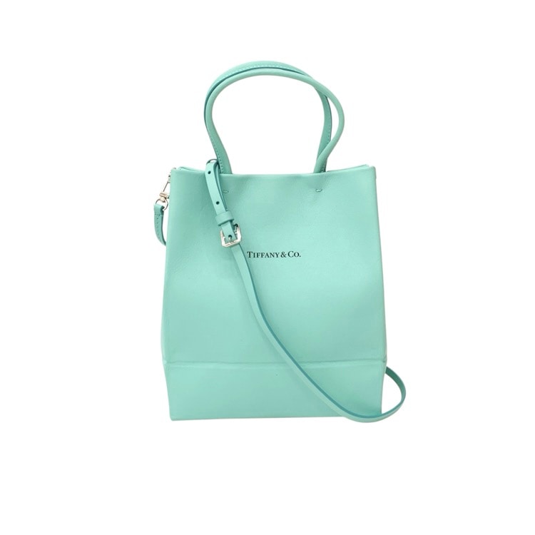 Tiffany & Co. ティファニー レザー 2way ショッピング バッグ スモール ブルー