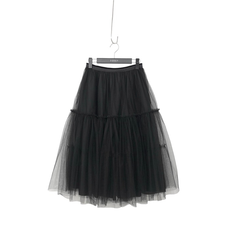 FOXEY フォクシー チュール スカート アネット ブラック 38 41823-ASOO