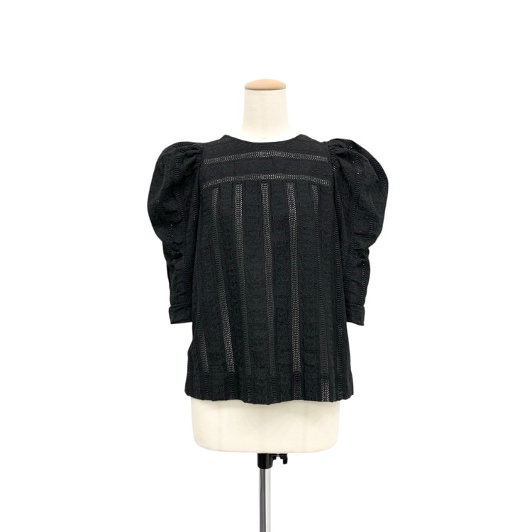 Chloe クロエ パフスリーブ レース ブラウス ブラック 38 15HJU10-15H004