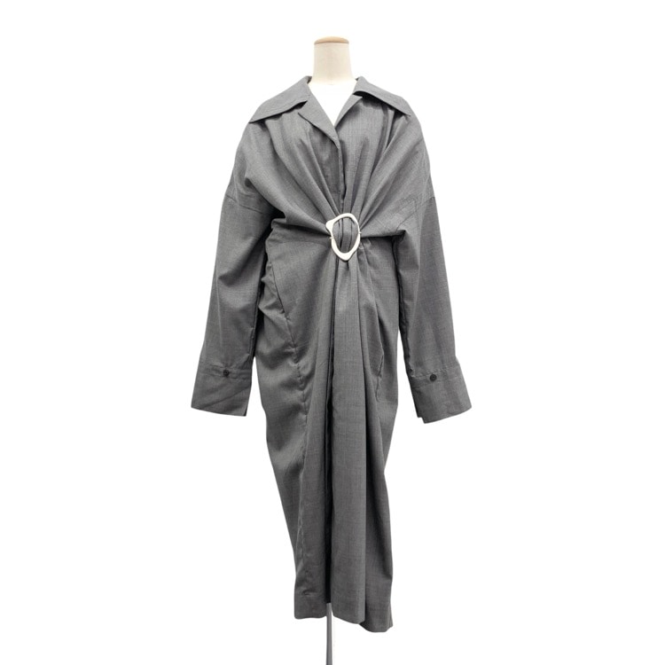 HARUNOBUMURATA ハルノブムラタ MERCY コットンギャザードレス グレー 34 HM25W4105-TAK05