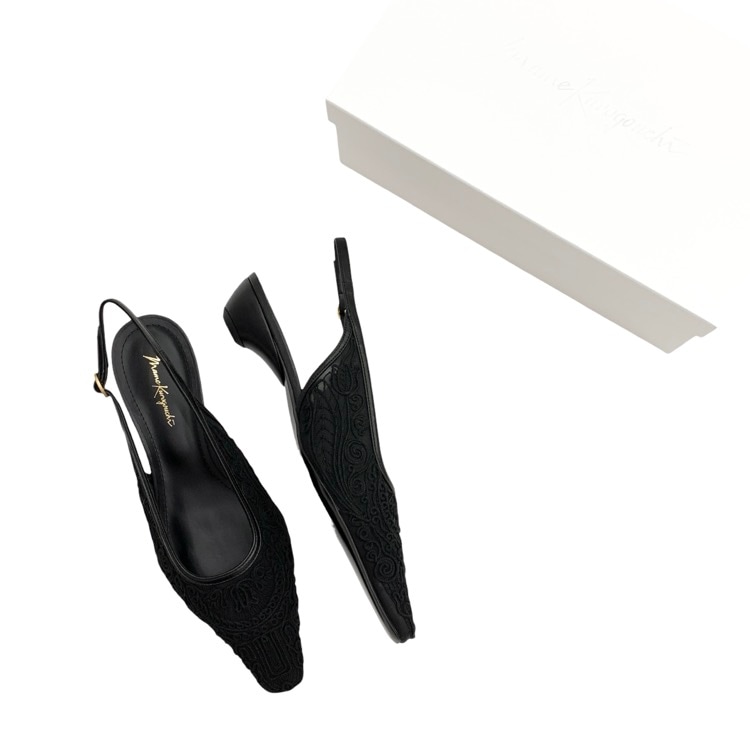 Mame Kurogouchi マメクロゴウチ Cording Embroidery Sling Back Heels コード刺繍 パンプス MM25SS-AC305