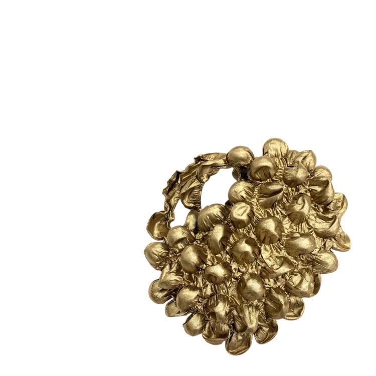 BUNZABURO ブンザブロウ 小さなポンポンの バッグ メタリック ゴールド