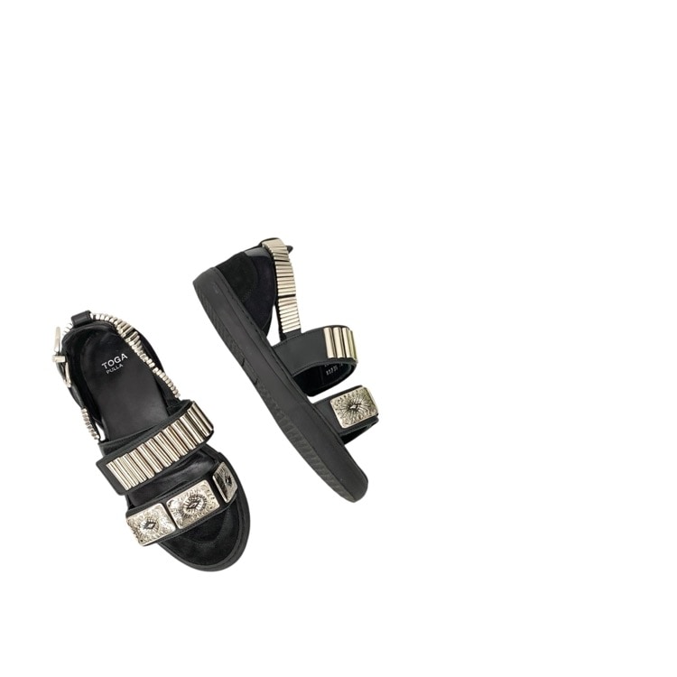 TOGA PULLA トーガプルラ METAL SNEAKER SANDALS メタルスニーカー サンダル ブラック 38/24cm 0923G