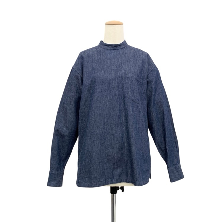 HYKE ハイク STAND COLLAR SHIRT スタンドカラーダンガリーシャツ ブラウス ブルー 1 171-25009