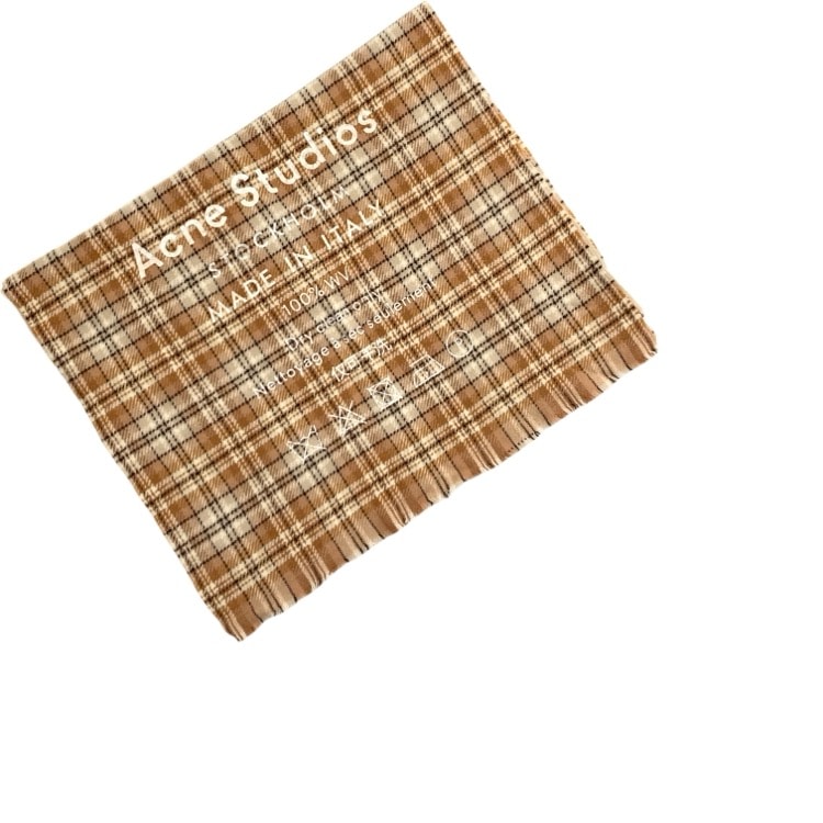 Acne Studios アクネストゥディオズ チェック大判ロゴ ストール ベージュ
