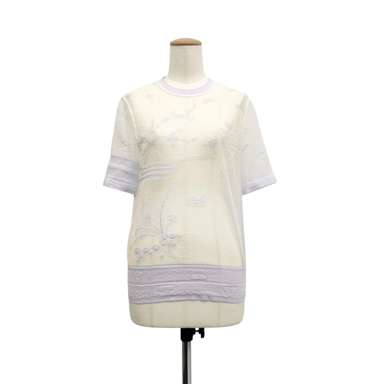 Mame Kurogouchi マメクロゴウチ Nature Pattern Sheer Knitted Crew Neck Top ジャカードシアー トップス