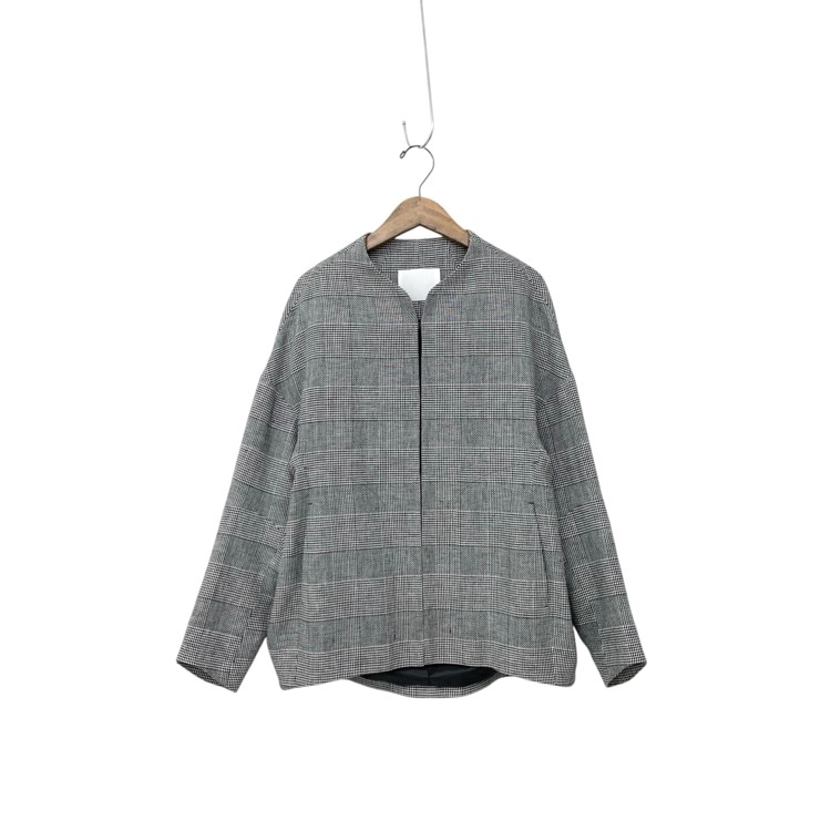 Mame Kurogouchi マメクロゴウチ Houndstooth Geometric Plaid Collarless Jacket チェック ジャケット