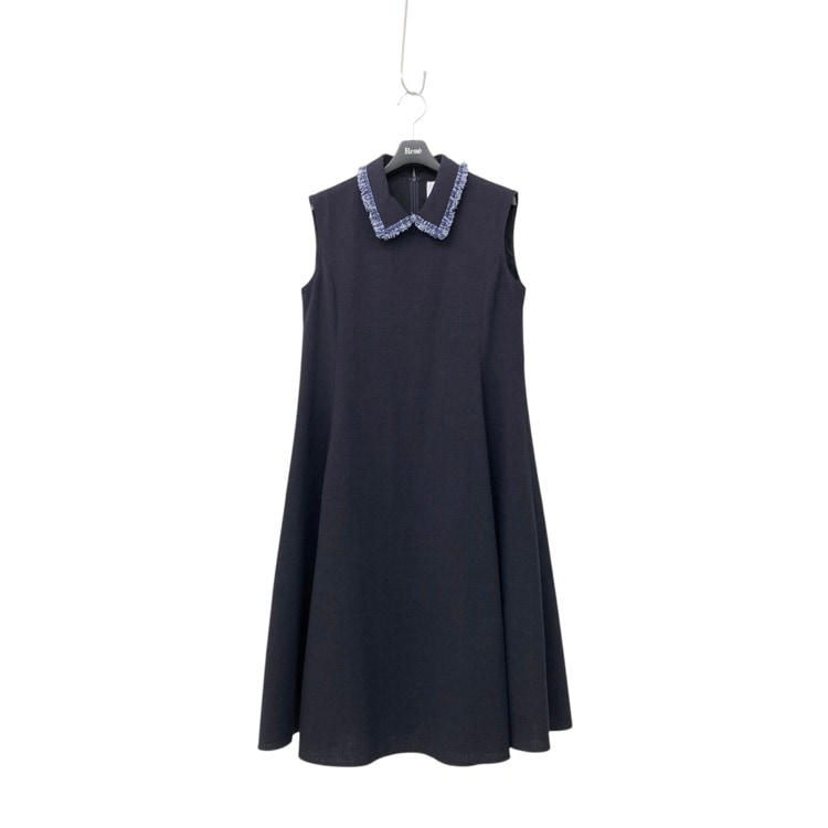 Rene ルネ  ツイードトリム ドレス ワンピース 日本橋三越限定 ネイビー 36 6516850