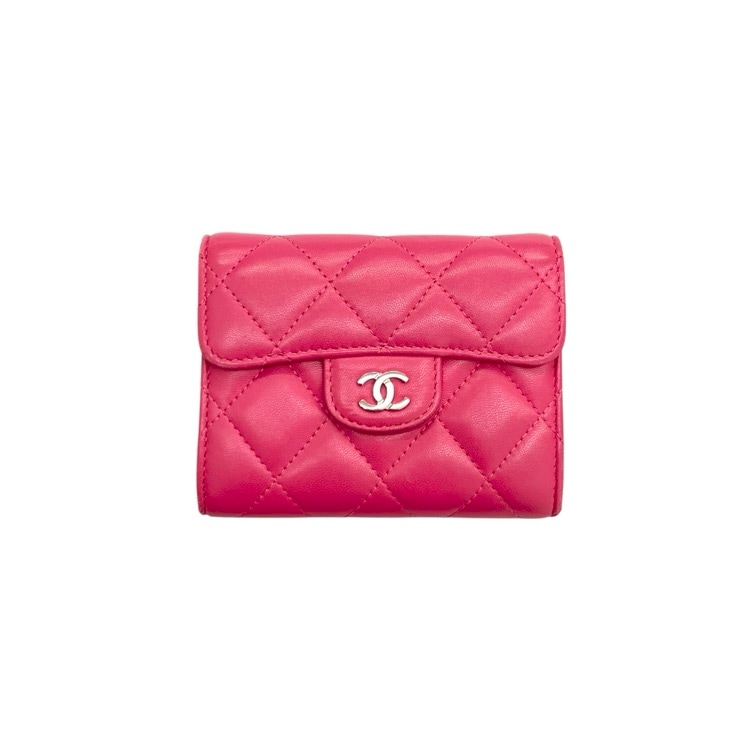 CHANEL シャネル フラップ コインケース カメリアステッチ フューシャピンク