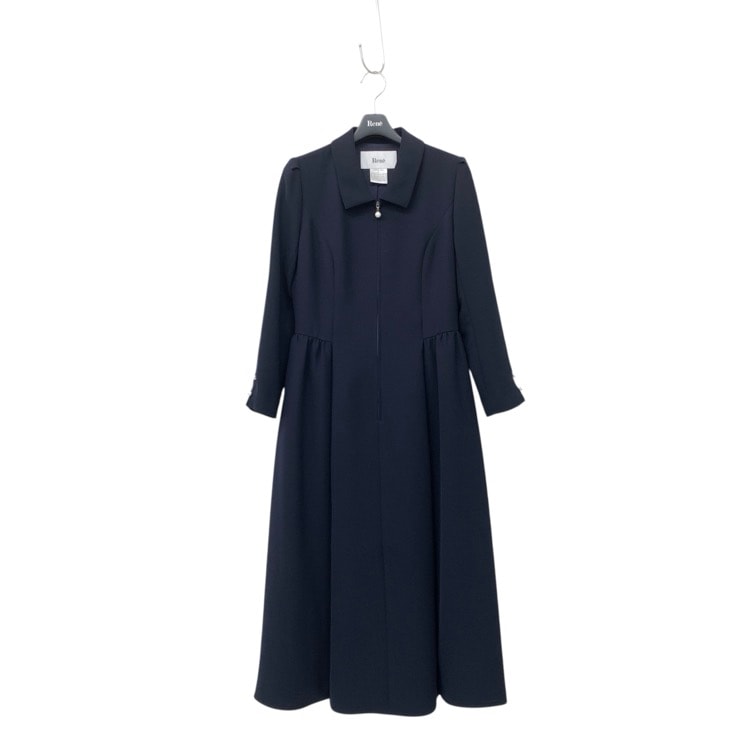 Rene ルネ ハーフジップ ドレス パールボタン ネイビー 34 6146301