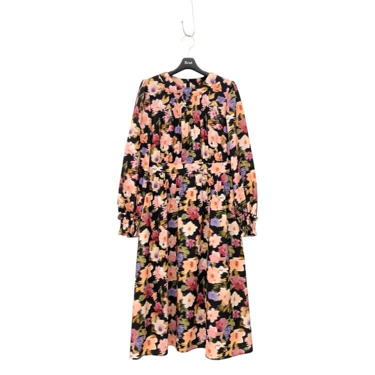 Rene ルネ フラワープリント ドレス ワンピース ピンク ブラック 36 6446300