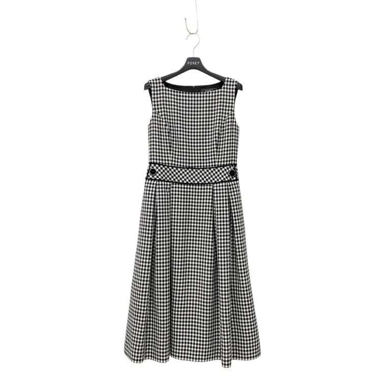 FOXEY フォクシー パレード ドレス ギンガムチェック フィット＆フレア ブラック ホワイト 38 43901-AOOX