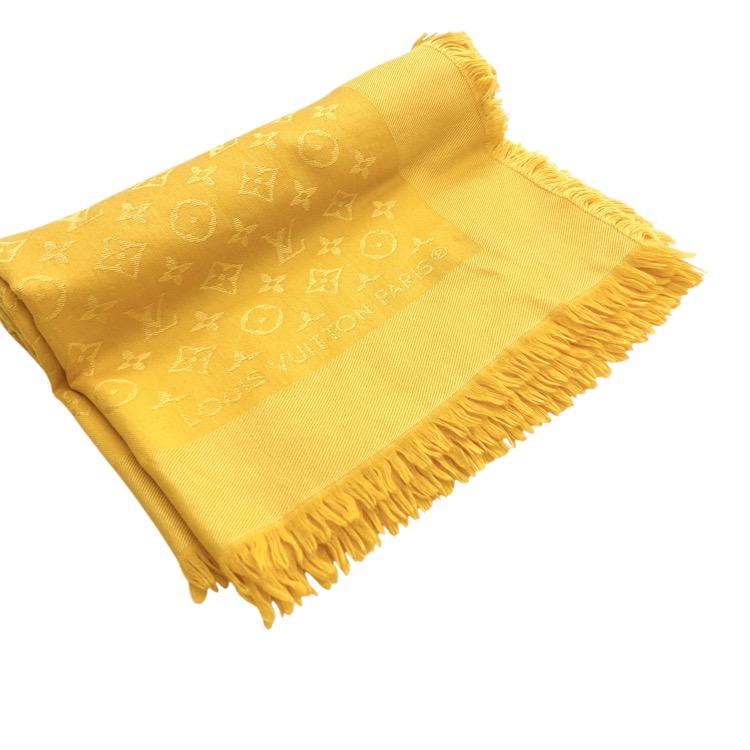 LOUIS VUITTON ルイ・ヴィトン モノグラム　ストール シルク・ウール イエロー