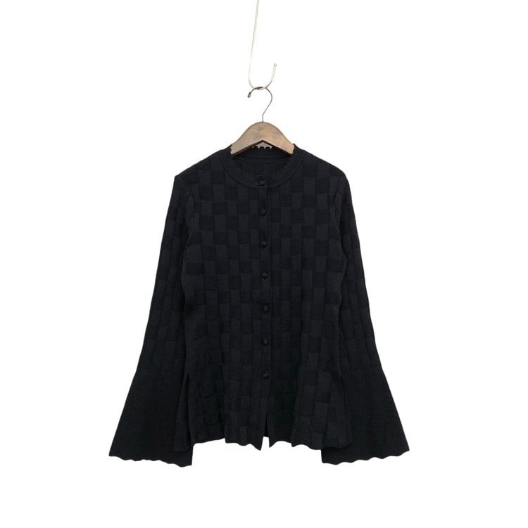 Mame Kurogouchi マメクロゴウチ Links Stitch Knitted Cardigan リンクスステッチニットカーディガン ブラック 1 MM25FW-KN030