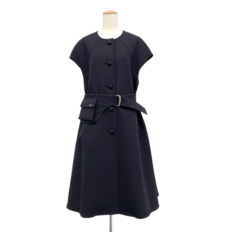 Rene ルネ ベルト付 ロングジレ ワンピース ネイビー 36 6313050