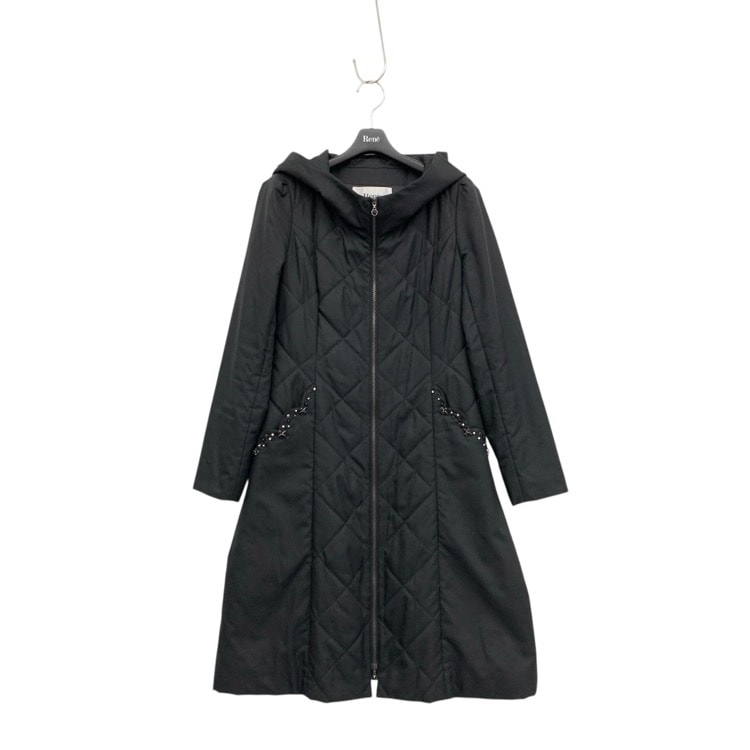 Rene ルネ ビジュー付き 中綿キルティングコート ブラック 38 6848140