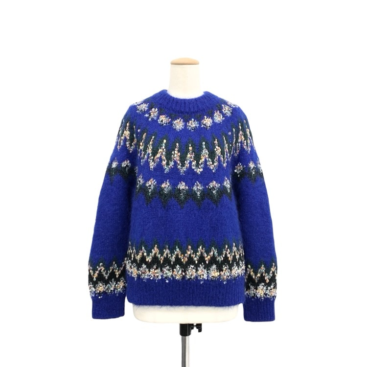 COOHEM コーヘン MOHAIR NORDIC KNIT モヘヤノルディックニット セーター ブルー S 10-183-007