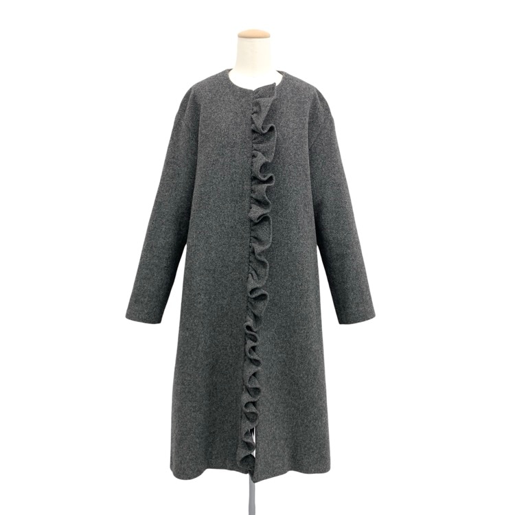 YOKOCHAN ヨーコチャン フロントラッフルコート ウール グレー F YCC-523-194