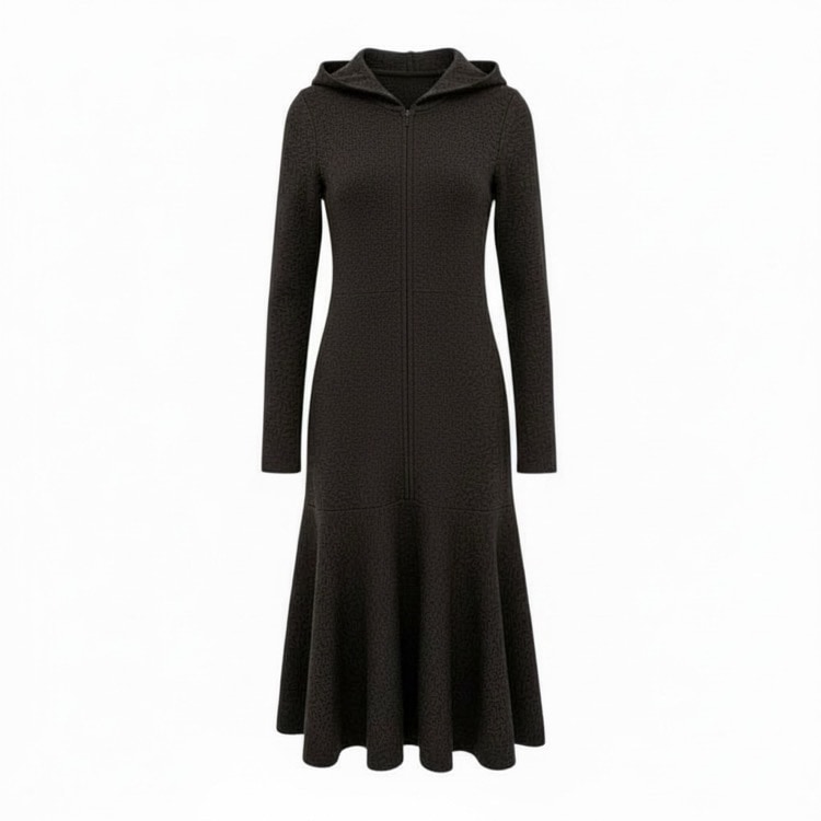 FOXEY フォクシー ニットドレス アモーレ ウール フーディ ワンピース エスプレッソ 38 43966-KAOOX