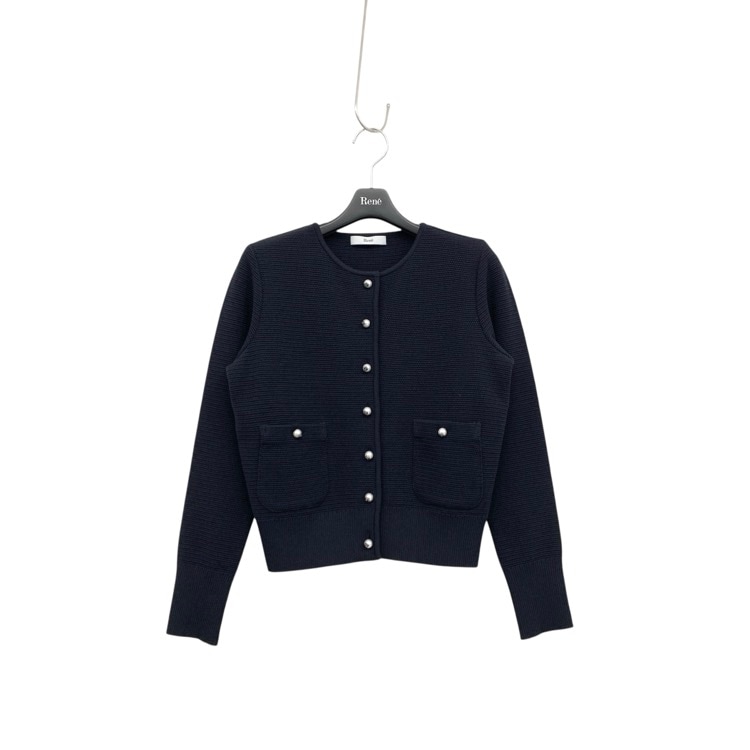 Rene ルネ ニット カーディガン パールボタン ジャケット ブラック 34 6532240