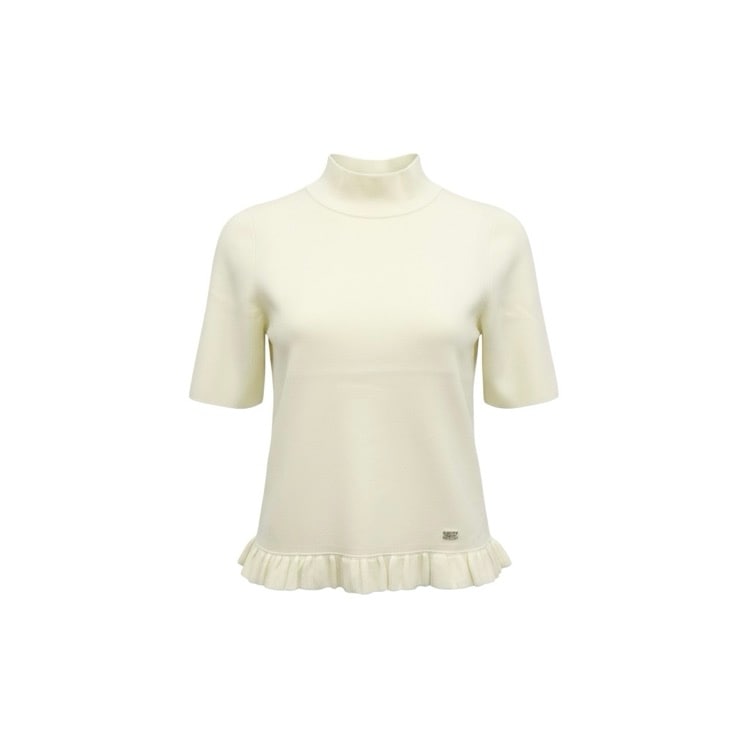 FOXEY フォクシー ニットトップ ロミー レーヨンBLEND 裾フリルカットソー アイボリー 38 45016-KSTOY