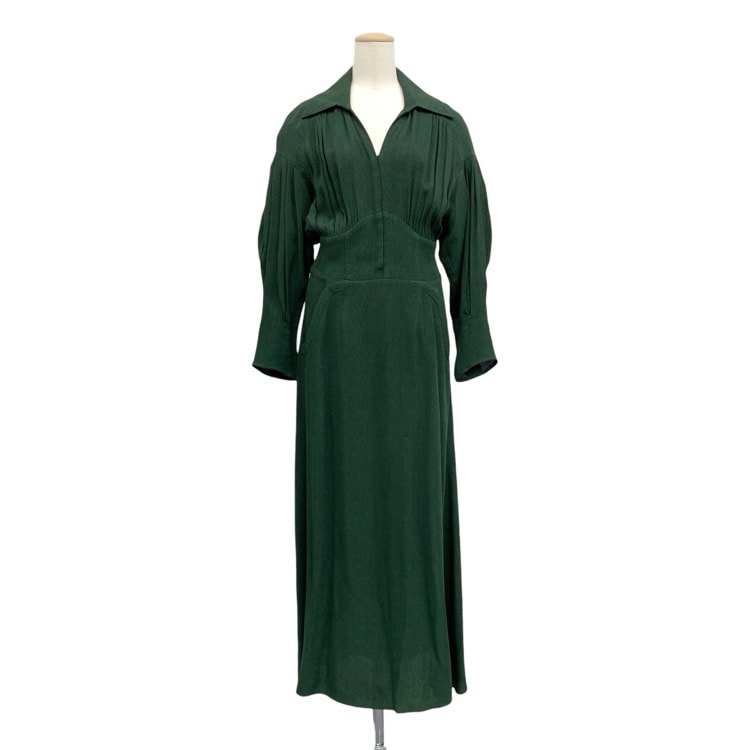 Mame Kurogouchi マメクロゴウチ Stripe Jacquard Dress ストライプジャガードワンピース グリーン 2 MM22FW-DR011