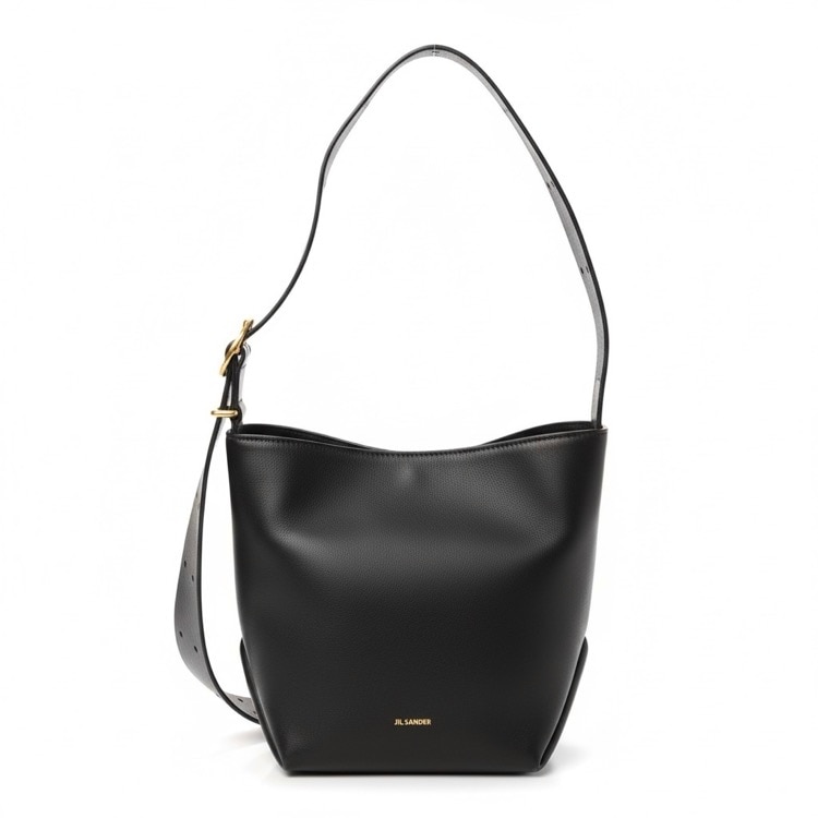 JIL SANDER ジルサンダー FOLDED TOTE SM レザーショルダーバッグ ブラック UNI J07ZH0017