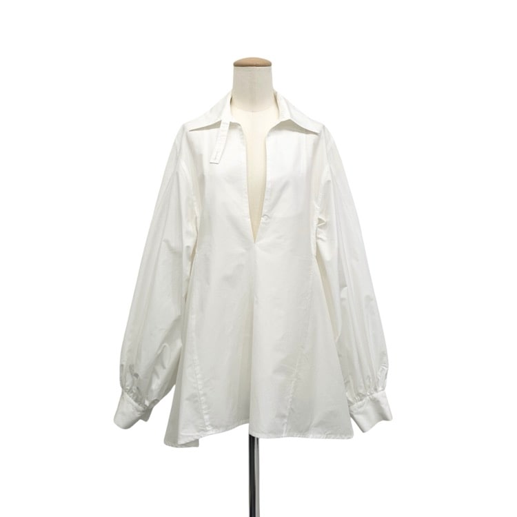 HARUNOBUMURATA ハルノブムラタ HONEY ボリュームスリーブコットン ブラウス ホワイト 36 HM23S716-TAK01