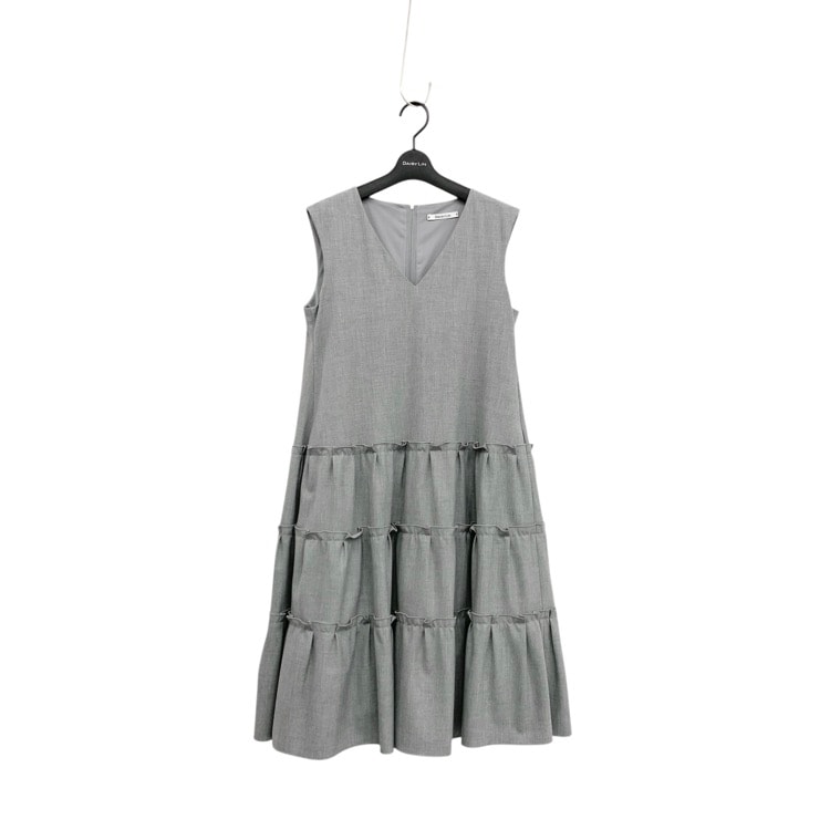 DAISY LIN フォクシー ドレス ミルフィーユV ティアード ワンピース グレー 40 06765-DLOCC64AI
