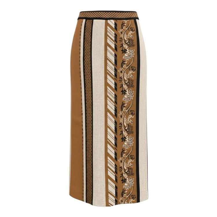 Mame Kurogouchi マメクロゴウチ Jacquard Knitted Skirt ジャガードニットスカート ブラウン 2 MM21PF-KN728