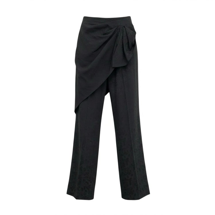 Mame Kurogouchi マメクロゴウチ フローラルジャガードドレープパンツ ブラック 3 MM20SS-PT014