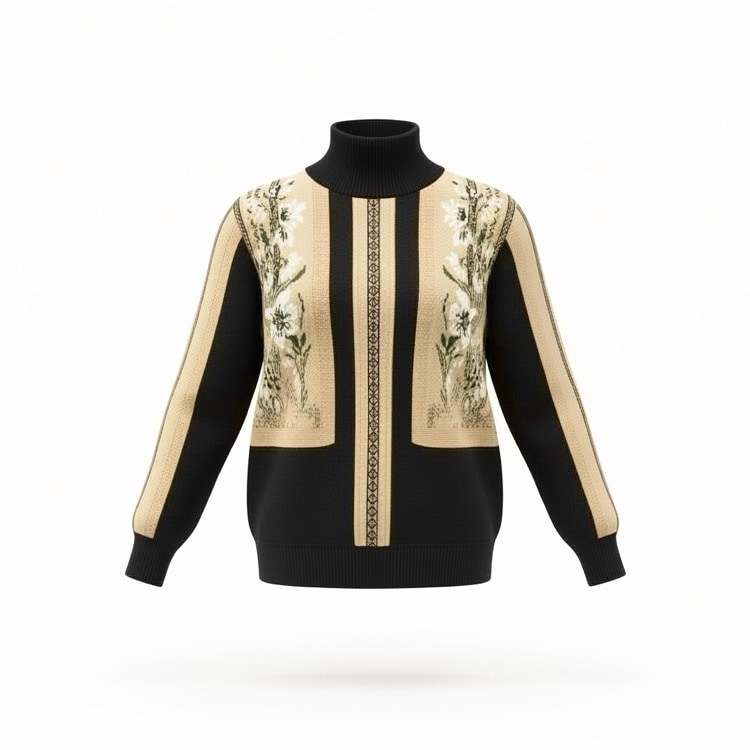 MURRAL ミューラル Framed flower knit sweater フレームフラワーニットセーター ブラック 0 MU21AW-0501