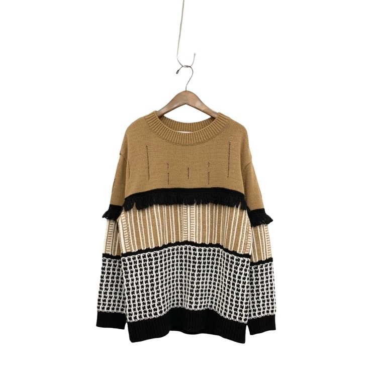 MURRAL ミューラル フリンジニットセーター ブラウン×ブラック 1 MU21AW-0503