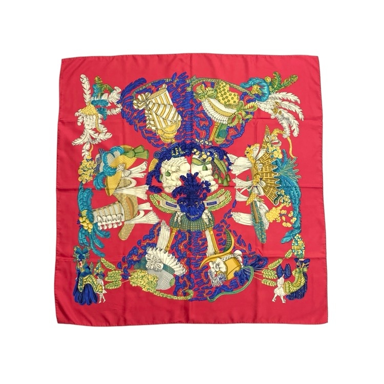 HERMES エルメス カレ90 シルクスカーフ《chapeau》脱帽 レッド