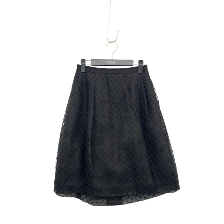 FOXEY フォクシー バルーンチェック スカート ブラック 40 40857-SSOA