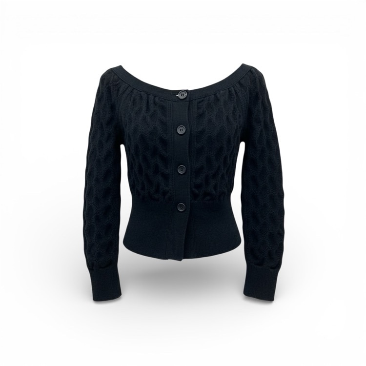 PHOTOCOPIEU フォトコピュー TOPAZ オフショルダーニットカーディガン ブラック 36 252TPZ