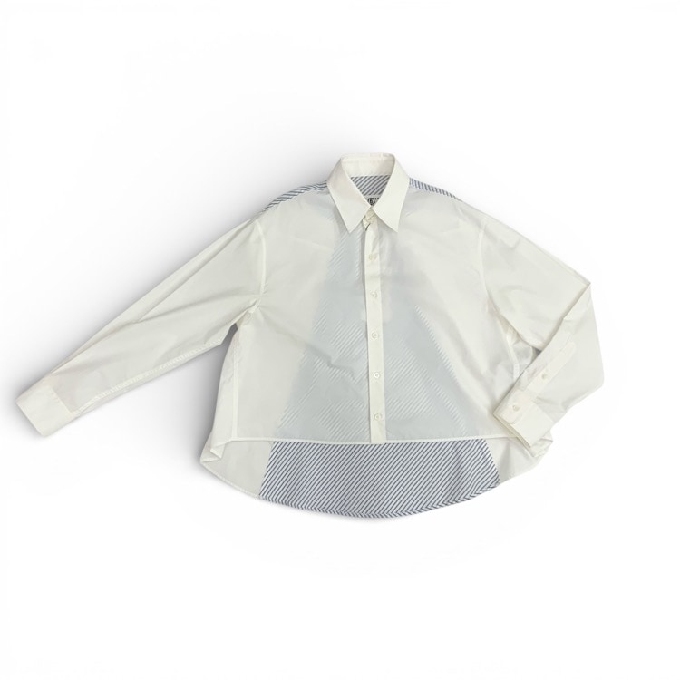 MM6 Maison Margiela エムエムシックス メゾンマルジェラ クロップドシャツ バックデザイン ホワイト×ブルー 38 S52DT0042