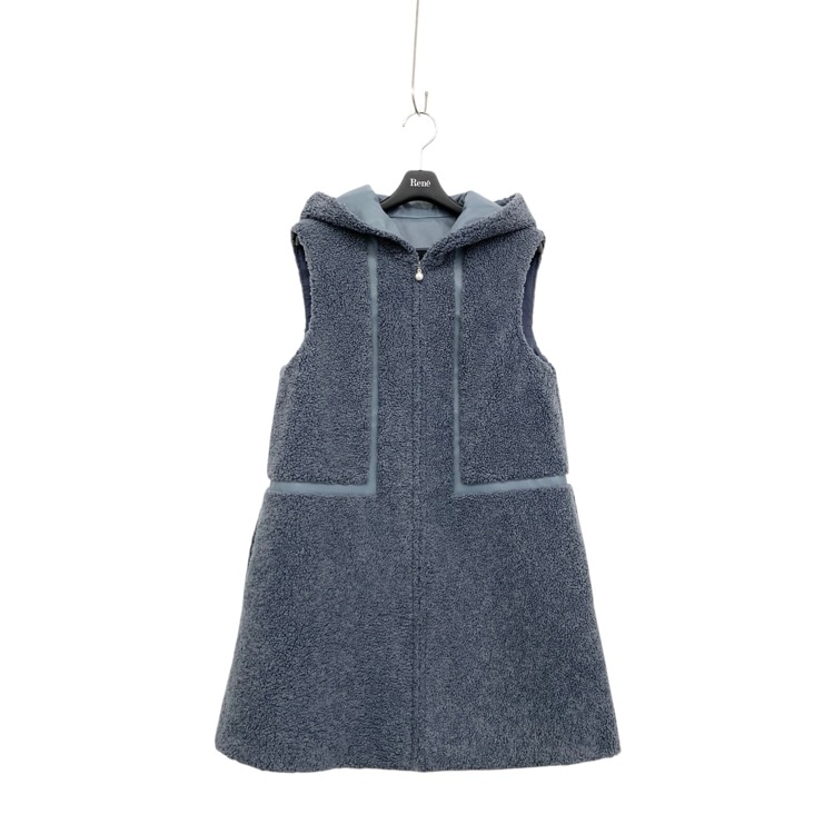 Rene ルネ ボア エコレザー ジレ ブルー 34 5333060