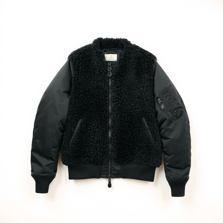 HYKE ハイク FAUX SHEARLING TYPE MA-1 カールボアジャケット ブルゾン ブラック 1 17426