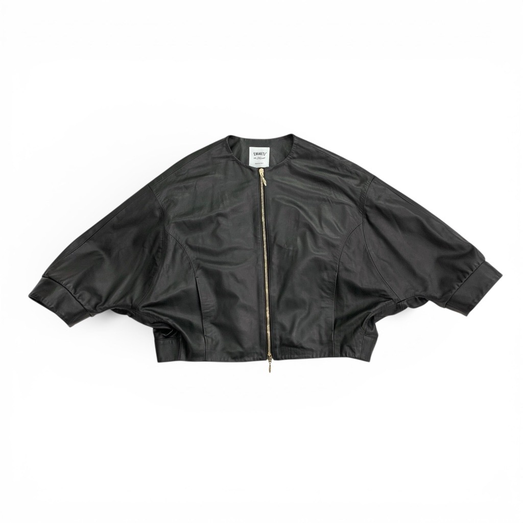 EMMETI エンメティ TILLY レザードルマンスリーブジャケット ブラック 40 9531-24