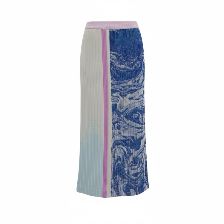 Mame Kurogouchi マメクロゴウチ Marble Jacquard Knitted Skirt マーブルジャガードニットスカート ブルー 3 MM22PS-KN731