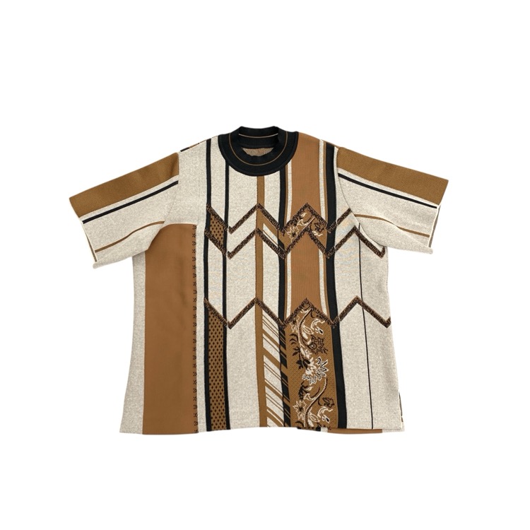 Mame Kurogouchi マメクロゴウチ Jacquard Knitted Top ジャガードニットトップス ブラウン 1 MM21PF-KN727