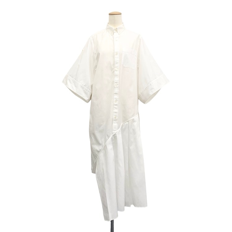 HYKE ハイク BUTTON-DOWN SHIRT DRESS アシンメトリー シャツワンピース ホワイト 1 241-16205