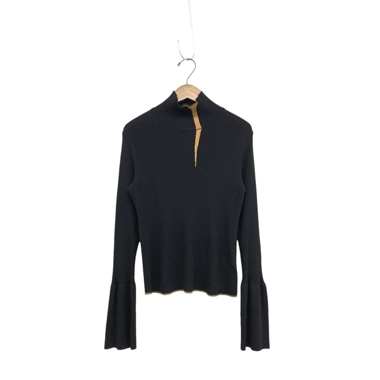 Mame Kurogouchi マメクロゴウチ Kintsugi High Neck Knitted Top 金継ぎハイネックニット ブラック 2 MM24FW-KN078