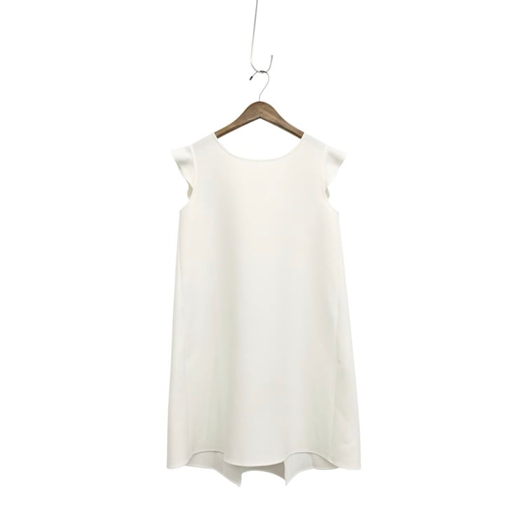 YOKO CHAN ヨーコチャン フレアスリーブ バックパールタックドレス ワンピース ホワイト 38 YCD-320-695