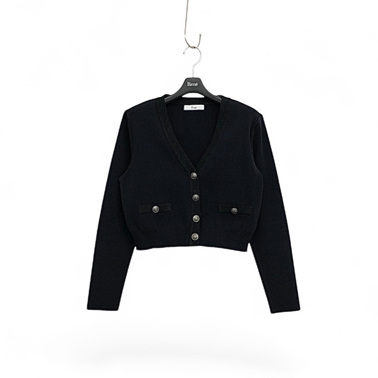 Rene ルネ Vネック カーディガン ブラック 34 6432500