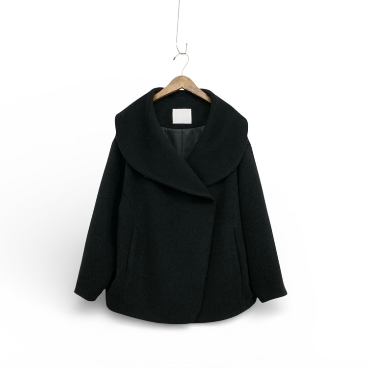 2025AW Mame Kurogouchi マメクロゴウチ Wool Arupaka Shawl Collar Short Cort ショールカラーショートコート ブラック 1 MM25FW-CO044