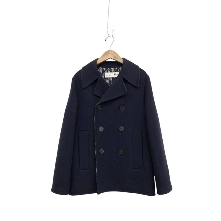 Dior ディオール ピーコート オブリーク ダブルフェース ウール ネイビー 34 110C08A1375