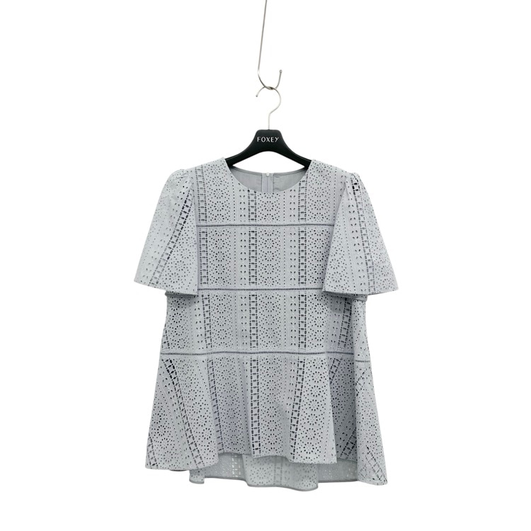 FOXEY フォクシー ブラウス プロヴァンス コットンアイレット ブルー 38 45167-SBOY